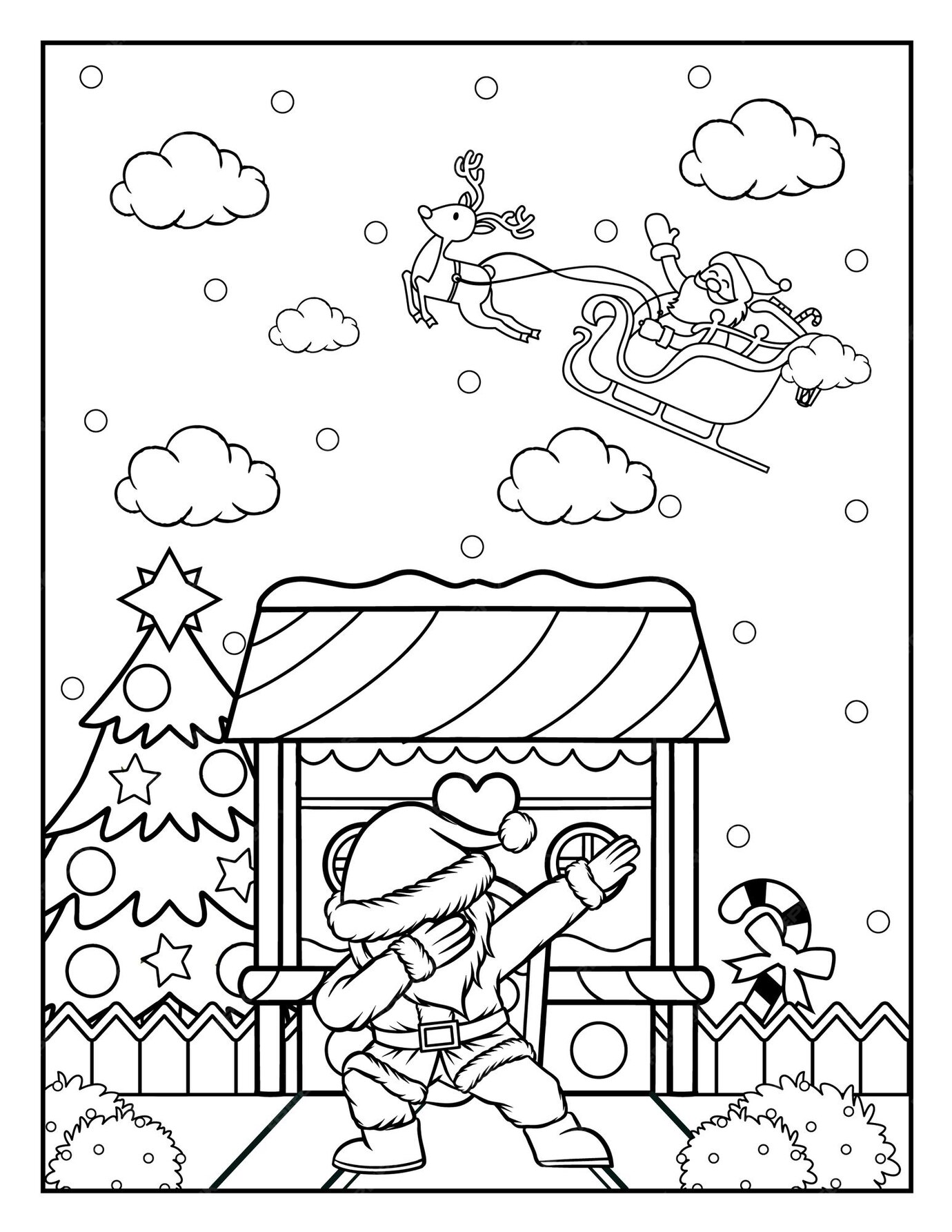 Coloriages De Noël Pour Les Enfants | Vecteur Premium