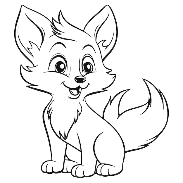 Vecteur coloriages de petit renard kawaii