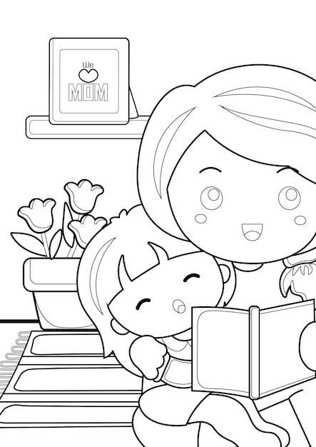 Vecteur coloriages pour enfants a4 page thème de la fête des mères