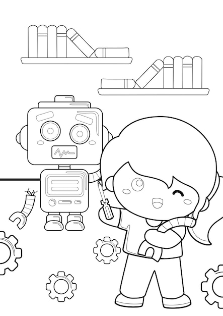 Coloriages Pour Enfants A4 Page Thème Robot