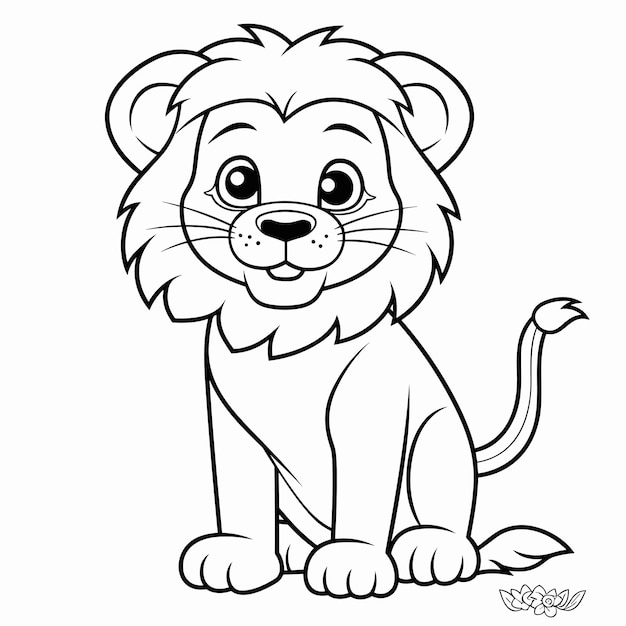 Colorier Contour De Page De Dessin Animé Pour Enfants De Lion Mignon Colorier Illustration Vectorielle En Noir Et Blanc