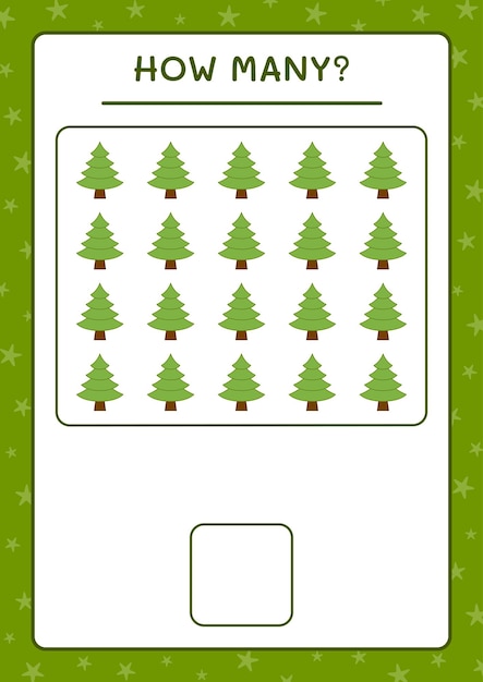 Combien D'arbre De Noël, Jeu Pour Les Enfants. Illustration Vectorielle, Feuille De Calcul Imprimable