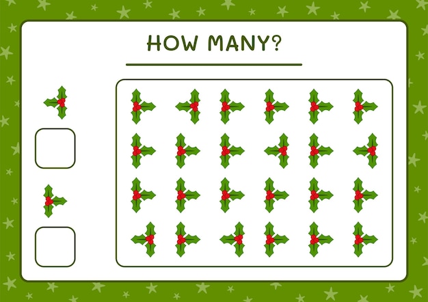 Combien De Baies De Houx, Jeu Pour Les Enfants. Illustration Vectorielle, Feuille De Calcul Imprimable