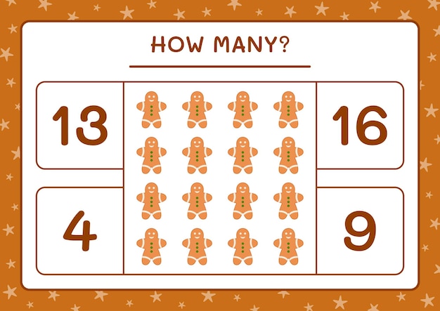 Combien De Biscuits Au Pain D'épice, Jeu Pour Les Enfants. Illustration Vectorielle, Feuille De Calcul Imprimable