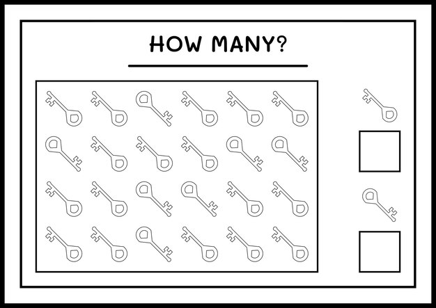 Combien De Clé, Jeu Pour Les Enfants. Illustration Vectorielle, Feuille De Calcul Imprimable