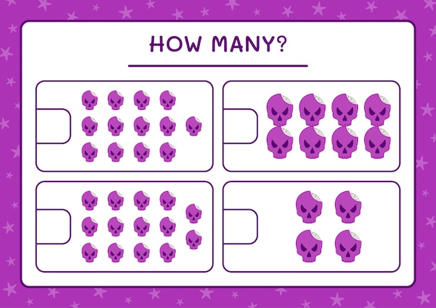 Combien De Crâne, Jeu Pour Enfants. Illustration Vectorielle, Feuille De Calcul Imprimable