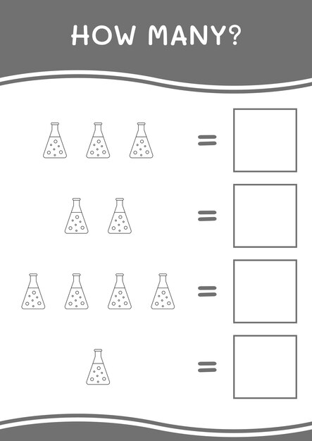 Combien De Jeu De Ballon De Chimie Pour Les Enfants Feuille De Travail Imprimable D'illustration Vectorielle