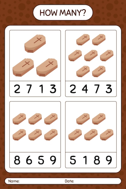 Combien De Jeu De Comptage Avec Cercueil. Feuille De Travail Pour Les Enfants D'âge Préscolaire, Feuille D'activité Pour Enfants