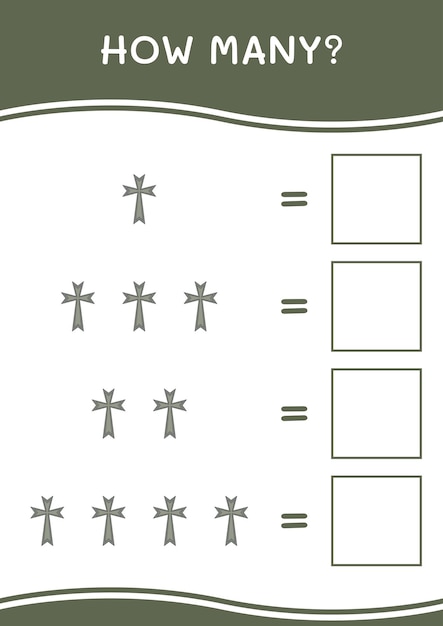 Combien de jeu de croix chrétienne pour les enfants Feuille de travail imprimable d'illustration vectorielle