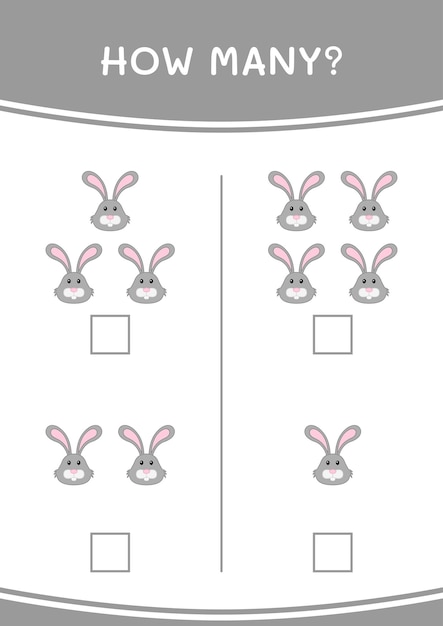 Combien de jeu de lapin pour les enfants Feuille de travail imprimable d'illustration vectorielle