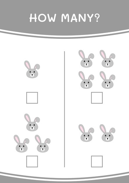 Combien de jeu de lapin pour les enfants Feuille de travail imprimable d'illustration vectorielle