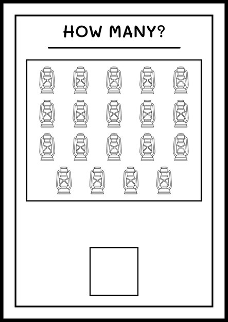 Combien De Lanterne De Noël, Jeu Pour Enfants. Illustration Vectorielle, Feuille De Calcul Imprimable