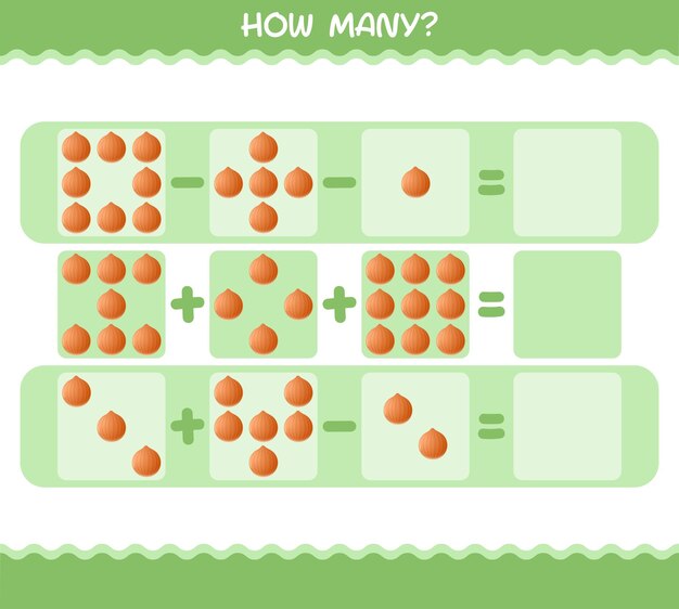 Combien D'oignons De Bande Dessinée. Jeu De Comptage. Jeu éducatif Pour Les Enfants Et Les Tout-petits De La Maternelle