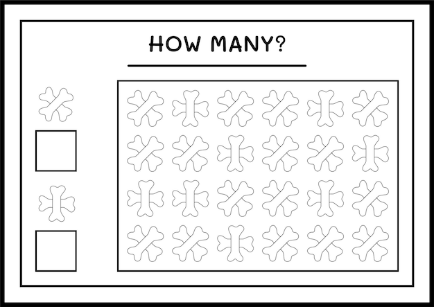 Combien D'os, Jeu Pour Enfants. Illustration Vectorielle, Feuille De Calcul Imprimable