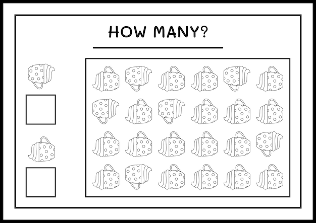 Combien De Tasse De Noël, Jeu Pour Enfants. Illustration Vectorielle, Feuille De Calcul Imprimable