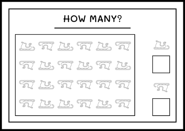 Combien De Traîneau Du Père Noël, Jeu Pour Les Enfants. Illustration Vectorielle, Feuille De Calcul Imprimable