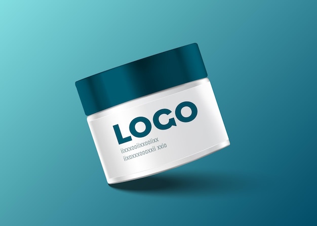 Combinaison de couleurs blanc et bleu Mockup de pot de crème pour votre conception