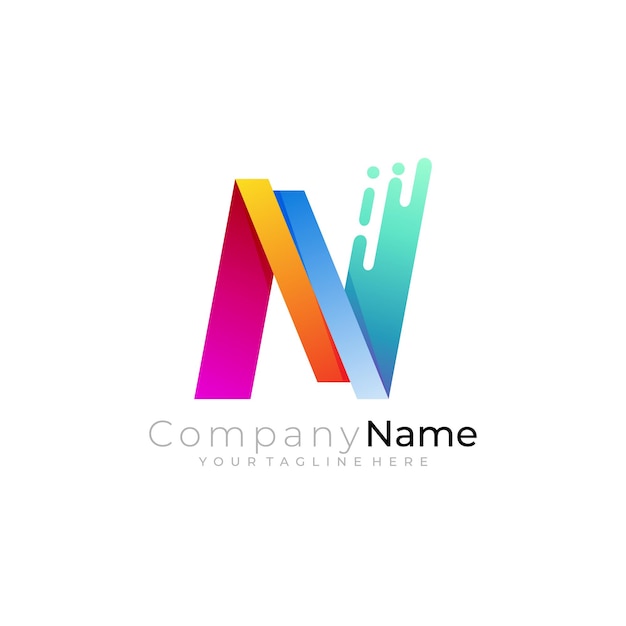 Vecteur la combinaison du logo n et du design swoosh dans un style coloré 3d