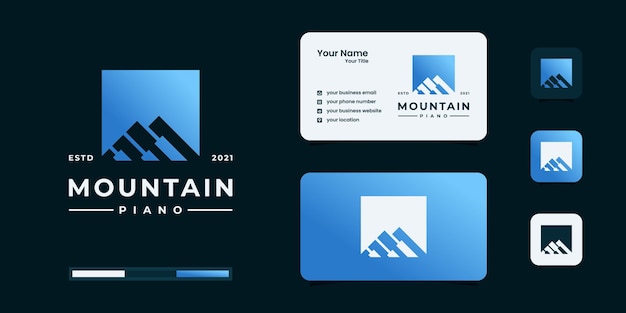 Combinaison De Montagne Créative Avec Inspiration De Conception De Logo De Piano.