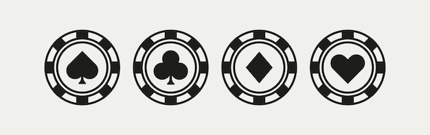 Combinaisons de cartes Illustration vectorielle Spades coeurs diamants clubs pari jeu de hasard jouer jeu de pari casino Concept de jeu Icône de ligne vectorielle pour les affaires et la publicité