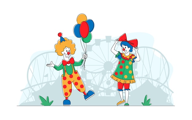 Comédiens Clowns Dans Le Parc D'attractions