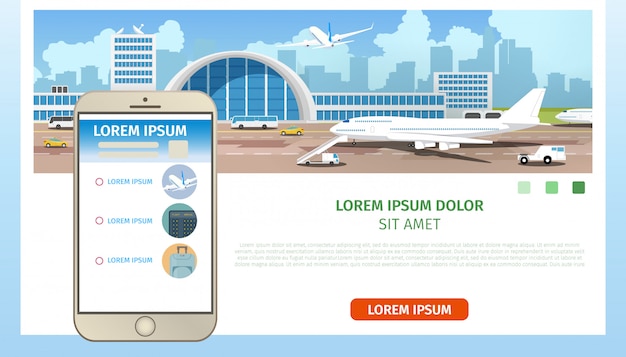 Commande de la page Web Vector Cartoon Services Airline