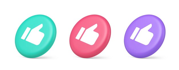 Comme le pouce vers le haut, approuver le bouton d'évaluation confirmation icône réaliste 3d de mise en réseau de site Web cool