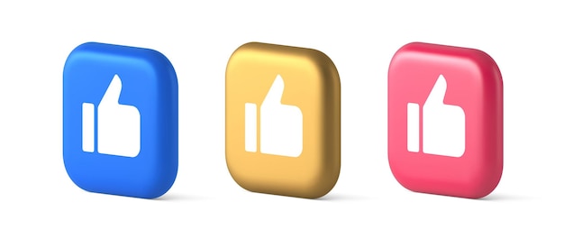 Comme le pouce vers le haut approuver le bouton de notation confirmation site web cool réseautage 3D icônes réalistes