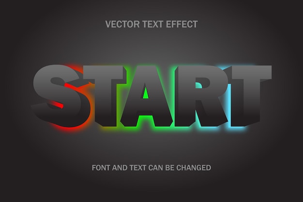 Commencer le modèle de style de police d'effet de texte modifiable de style néon 3d rouge vert bleu