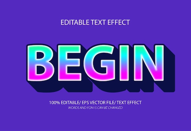 Commencez l'effet de texte modifiable et le style de texte modificable