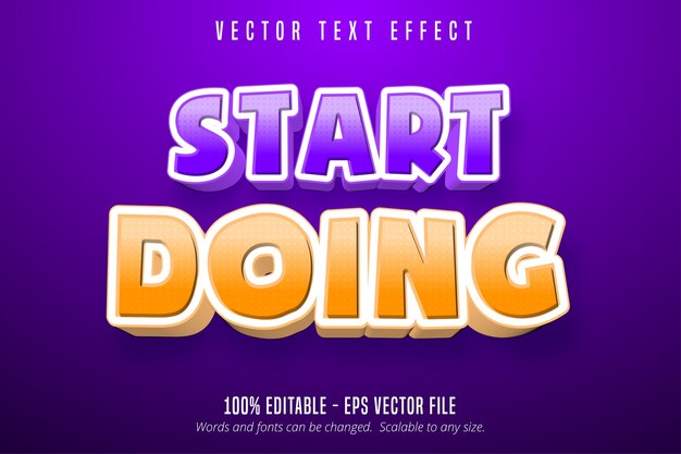 Commencez à faire du texte, effet de texte modifiable de style dessin animé