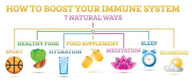 Comment Booster Votre Système Immunitaire. éléments D'infographie. Illustration Vectorielle. Habitudes Saines Contre Les Maladies Respiratoires Et Les Virus.