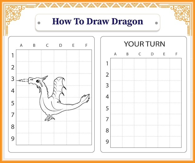 Comment Dessiner Un Dragon Pour Les Enfants Vecteur Premium