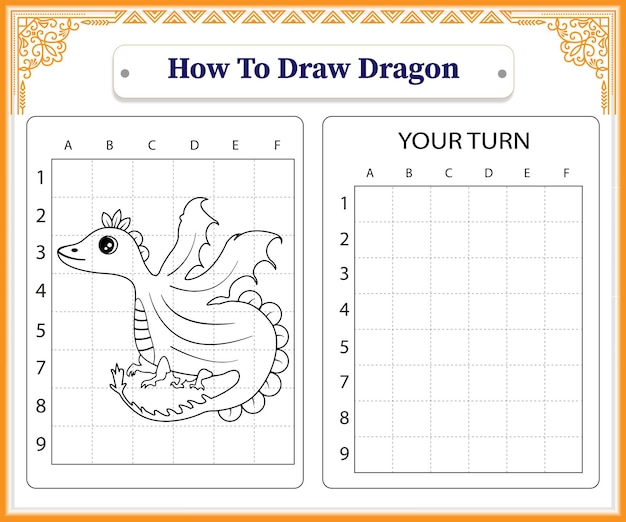 Comment Dessiner Un Dragon Pour Les Enfants Vecteur Premium