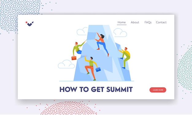 Comment Obtenir Le Modèle De Page De Destination Du Sommet équipe De Personnages D'entreprise Grimpant Au Concours Mountain Peak Business