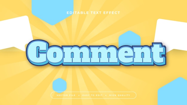 commentaire bleu et jaune style de police d'effet de texte 3D modifiable
