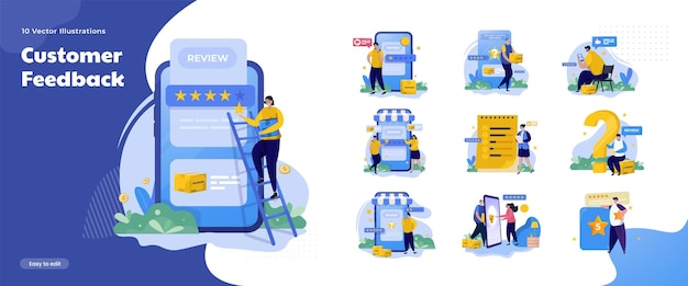 Commentaires Des Clients Avec Avis Et évaluation Sur L'ensemble De La Collection D'illustrations