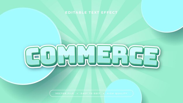 Le commerce bleu et vert est un style de police d'effet de texte 3D modifiable.