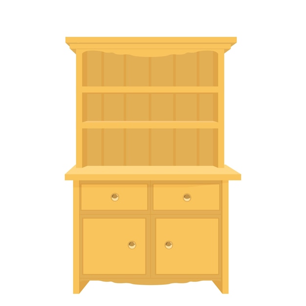 Vecteur commode rétro en bois jaune illustration vectorielle dans un style plat isolé sur fond blanc