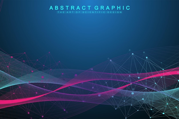 Communication graphique abstraite d'arrière-plan tableau minimal avec des lignes et des points composés
