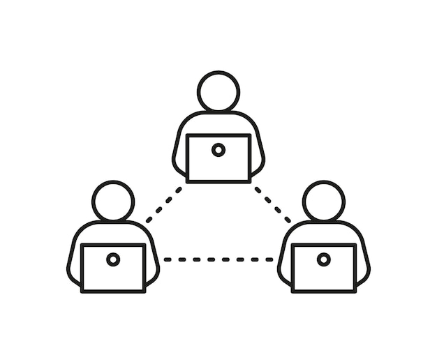 Communication en ligne à distance de personnes sur l'icône de ligne de réseau informatique Connexion sur le travail d'équipe Internet
