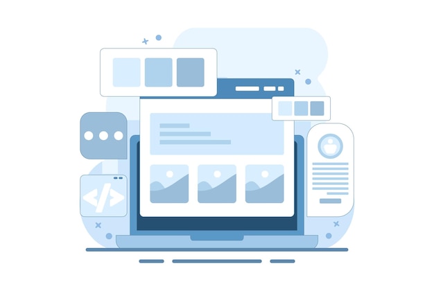 Compagnie d'illustration de développement de sites Web concept et développement d'applications ou maintenance de sites Web