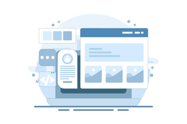 Compagnie d'illustration de développement de sites Web concept et développement d'applications ou maintenance de sites Web