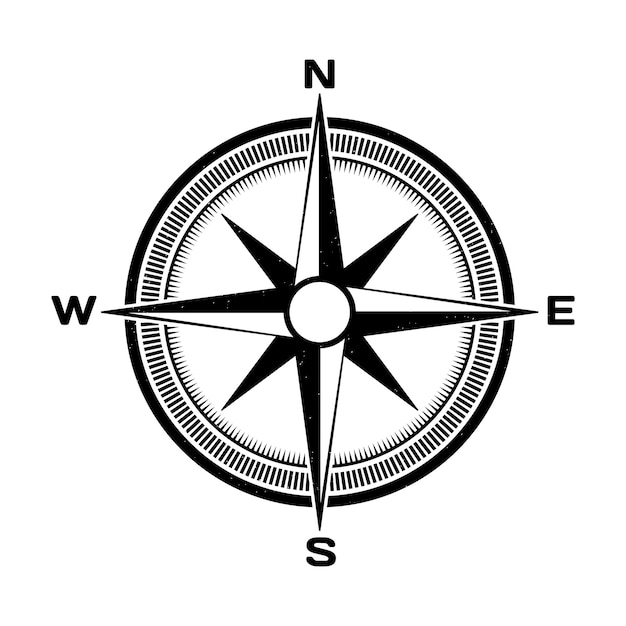 Vecteur compass wind rose sur fond grunge vieille boussole pour la conception de cartes elément de conception vectoriel