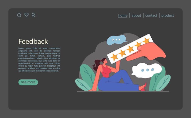 Compétence d'écoute active bannière web ou page d'atterrissage mode sombre ou nocturne caractère attentif compétences douces