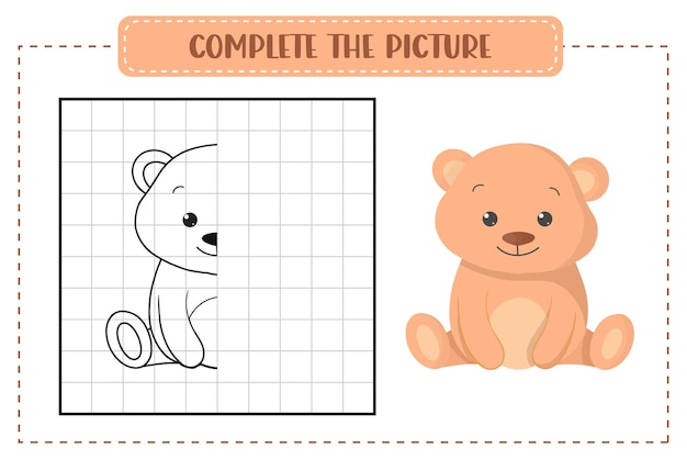 Complétez l'illustration de l'image avec un ours Jeu éducatif pour les enfants