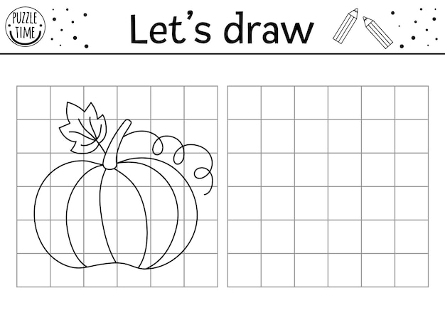 Complétez L'image De La Citrouille Feuille De Travail De Pratique De Dessin De Jardin Vectoriel Automne Thanksgiving Imprimable En Noir Et Blanc Pour Les Enfants D'âge Préscolaire Copiez L'image Gamexa Sur Le Thème Des Insectes