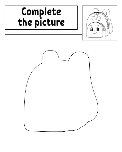 Complétez L'image Page De Coloriage Pour Les Enfants Retour Au Thème De L'école Illustration Vectorielle