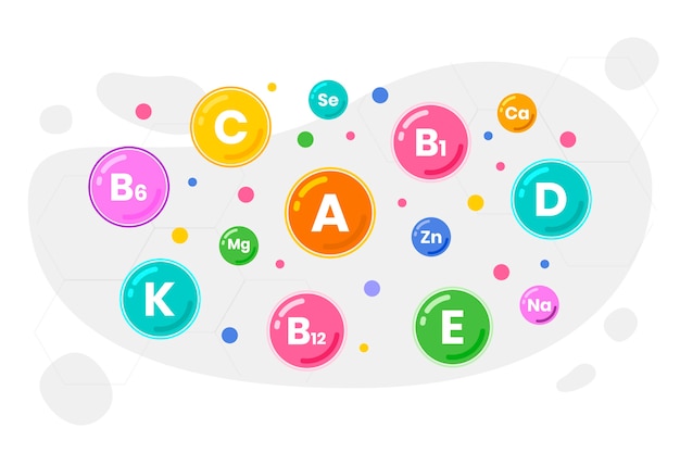 Vecteur complexe minéral et vitamines essentielles