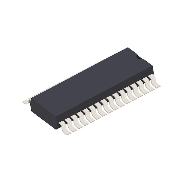 Components électroniques réalistes d'ordinateur à micropuce sur fond blanc Icône de micropuce